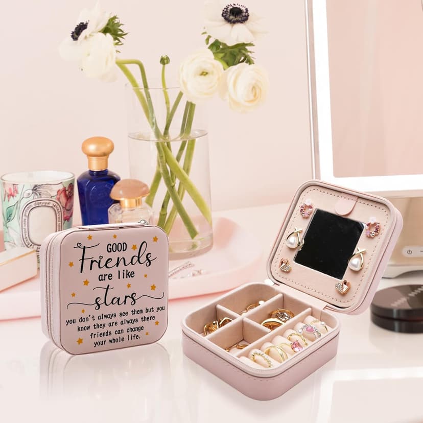 Friendship Gifts for Women Jewelry Box, Best Friend Bestie Gifts, Birthday Gifts for Women Friendship, Good Friends Are Like Stars Jewelry Case, Cool Gifts for Female Friend Jewelry Organizer Holder