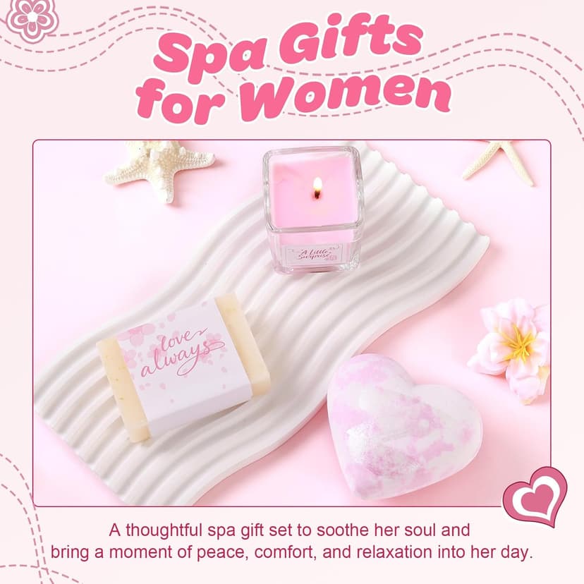 Birthday Gifts for Women - Cherry Blossom Spa Gift Box with Tumbler, Self Care Package for Mom Wife Sister Friend Grandma, Thank You Relaxation Basket for Mother’s Day Valentine’s Day Christmas (Pink)