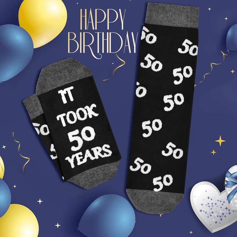 40th 50th 60th Birthday Gifts For Him, Men 40th 50th 60th Birthday Decorations, Cool Gifts Funny Crews Black Cotton Socks
