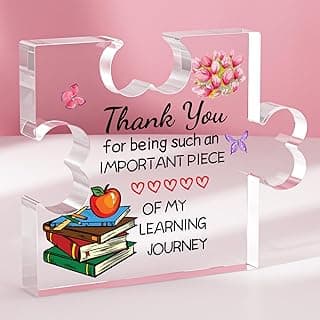 Funnli Teacher Gifts, Back to School Teacher Gifts, Teacher Appreciation Gifts Acrylic Plaque, Thank You Graduation Valentines Day Christmas Gifts for Women Teacher Classmate Study Partner Roommate