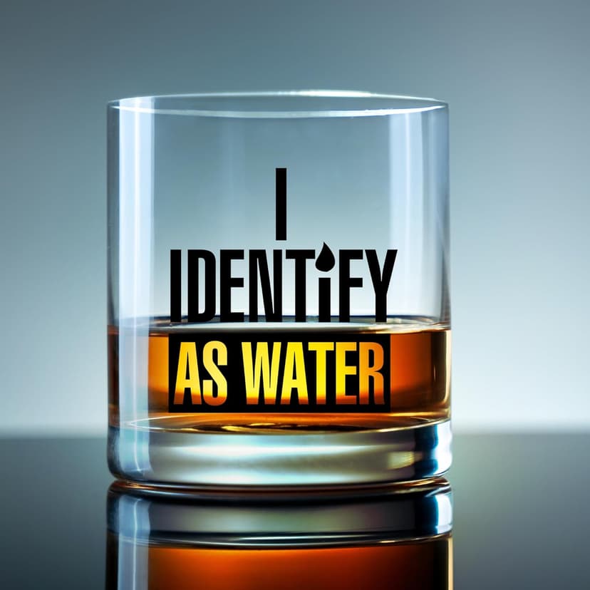 I Identify As Water Glass - Funny Beer, Wine and Whiskey Gifts for Men and Women - Scratch-Resistant and Dishwasher Safe - Gifts for Beer, Wine and Bourbon Lovers - Printed in the USA (Whiskey Glass)