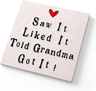 Grandma Gifts, Birthday Christmas Ideas for Grandmother from Grandkids Granddaughter Grandson, Best Grandma Ever Gifts, Funny 4'' Resin Coaster Present for 1st Time Grandma to Be