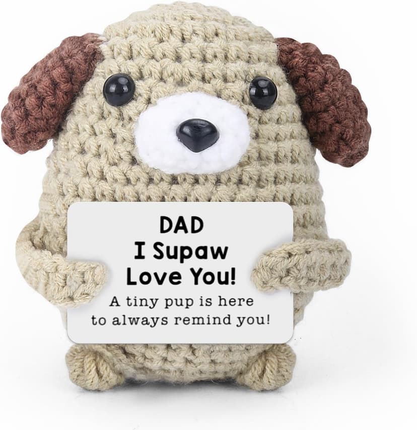 Gifts for Dad, Papa, Daddy - Son & Daughter's Funny Handmade Crochet Puppy - Thoughtful Birthday, Father's Day, Christmas, Valentine's Day, Easter, Thanksgiving