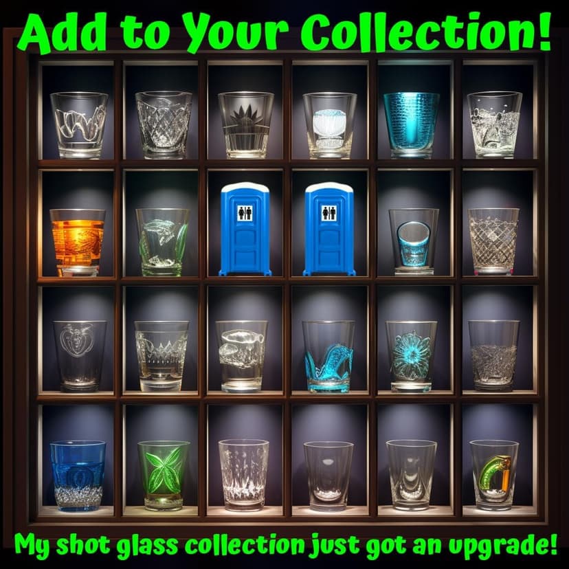 American Designed & Owned, Original Porta Potty Shot Glasses Gag Gift for Men, Top Choice for Number 2 Humor, Funny Shot Glass, White Elephant Gift, Secret Santa and Shot Glass Collectors
