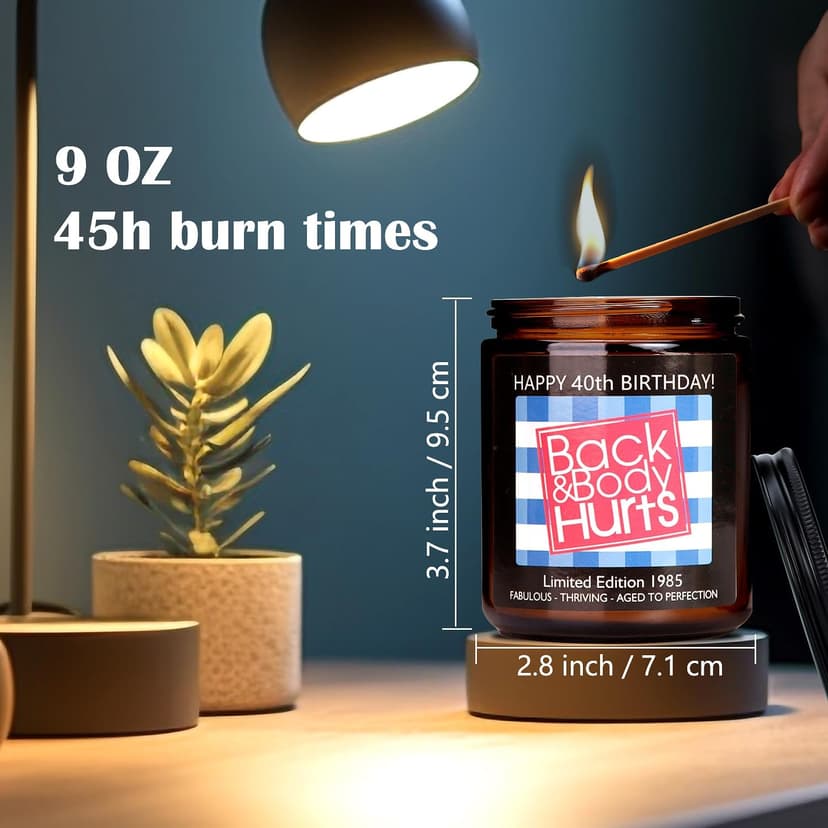 40th Birthday Gifts Women Men, 40th Birthday Decorations for Women Men, Funny 40th Birthday Candle Gifts for Her Him Mom Dad Husband Wife Best Friends Sister, 1984 40 Year Old Gift Ideas