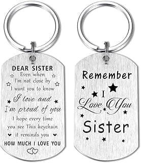 Resdink Sister Gifts for Girl Women - I Love My Sister Mothers Day Birthday Graduation Keychain, Proud of Best Sisters Present