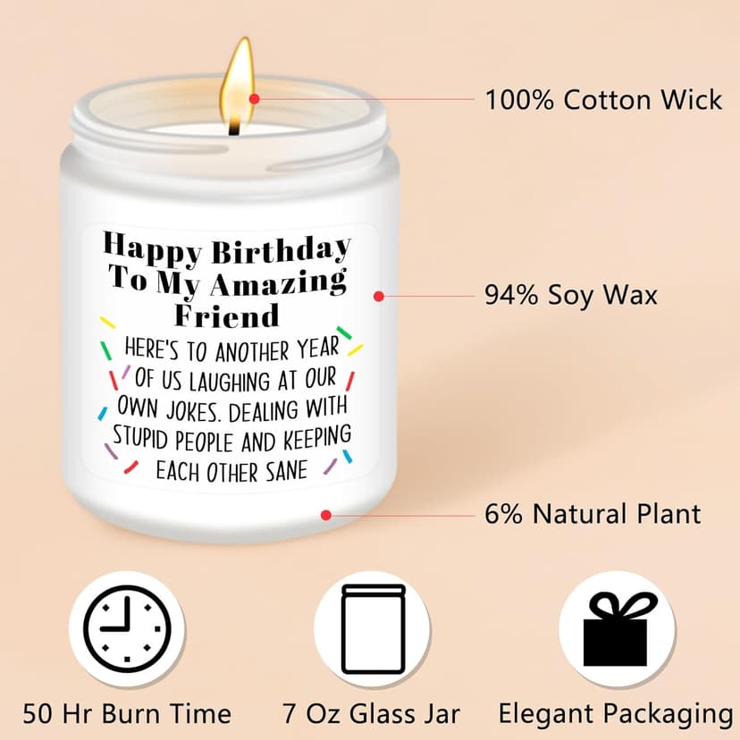 Homsolver Best Friend-Birthday Gifts for Women Men, Funny Friendship Gifts for Woman Candles, Birthday Gift for Friends Sister Bestie BFF Coworker Classmate, Funny Scented Candles