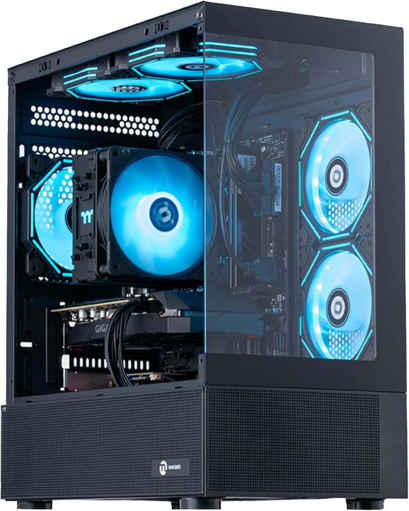 Gaming PC Desktop Computer,AMD Ryzen 5 5500 4.2 GHz,GeForce GTX 1660 Super 6GB,1TB NVMe SSD,16GB DDR4 3200MHz, Air Cooled Prebuilt,650W PSU,Windows 11 Home, Gamer PC, Black