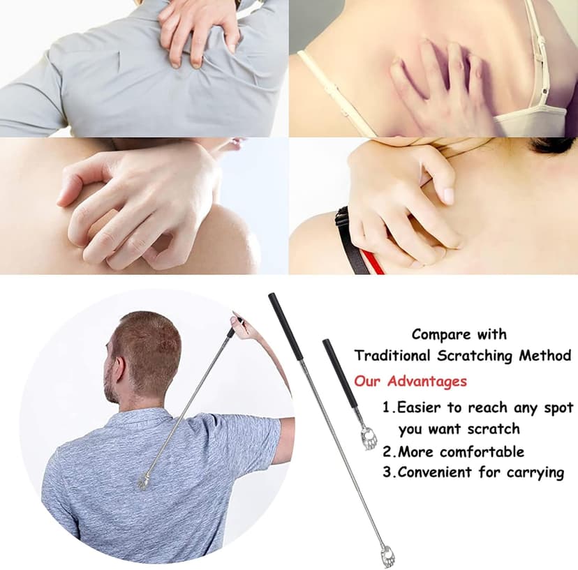WOVTE Bear Claw Extendable Back Scratcher for Men Women, Stocking Stuffers for Adults Men, Mothers Day Fathers Day Birthday Christmas Gifts for Men Women Mom Dad Husband