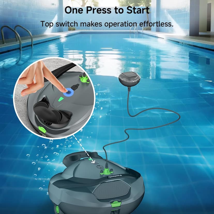 PF1 Cordless Robotic Pool Vacuum Cleaner for Above & In-Ground Pools with Retrieval Buoy, Max Cleaning Coverage 1345 Sq.ft, 150Mins Runtime, Self-Parking, Fast Charging, Deep Gray