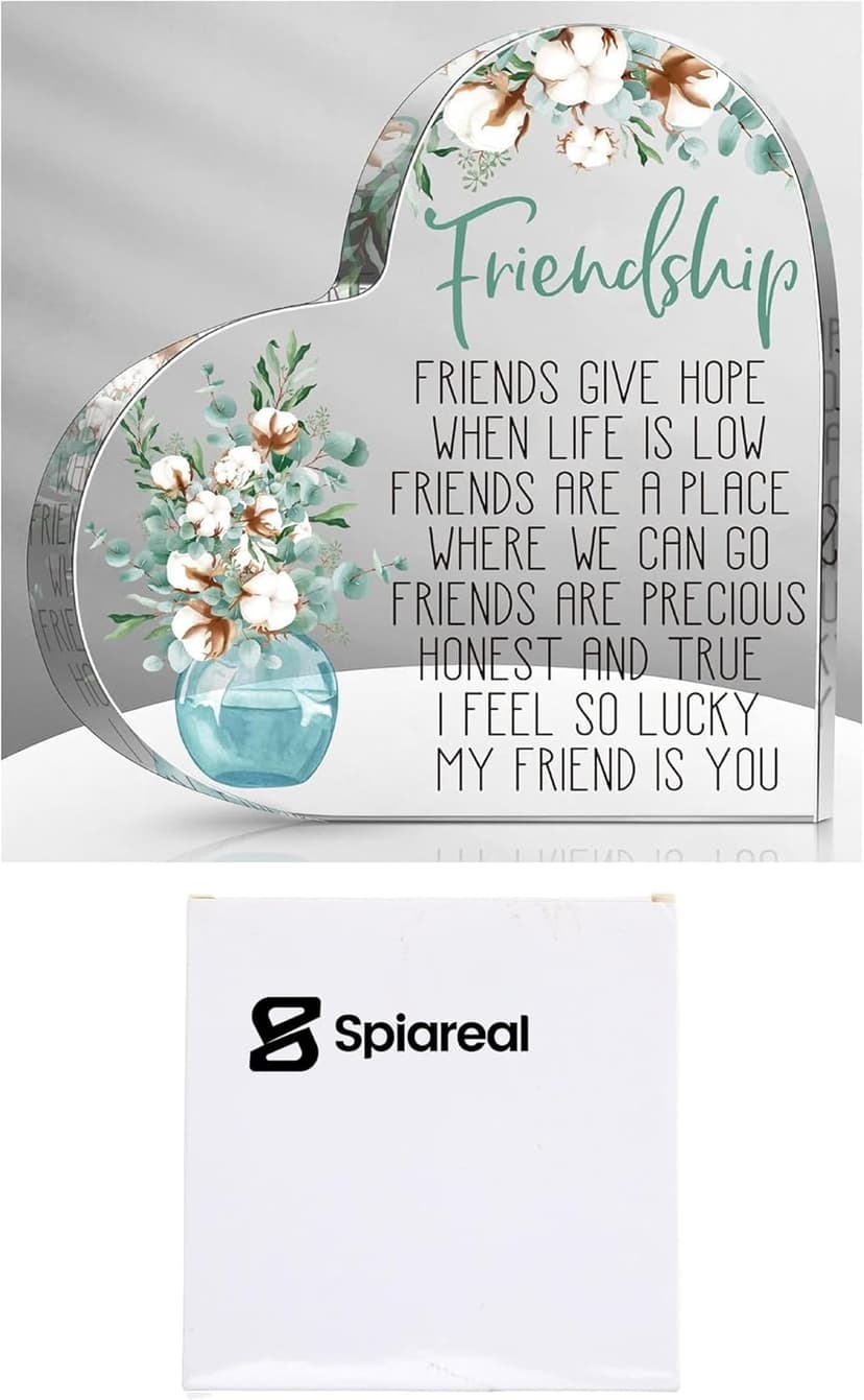 Spiareal Gift for Friend Friendship Women Friend Friendship Birthday Cheer up Gift Acrylic Heart Butterfly Keepsake Paperweight for Home Office Table Shelf(Classic)