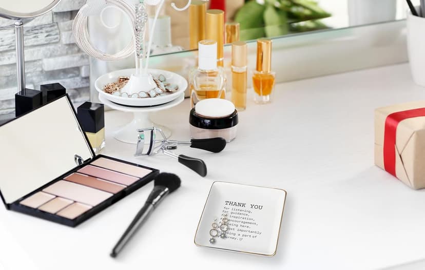 NZY Thank You Present for Women Best Friends-Appreciation,Birthday,Christmas Gifts for Women Best Friends-Ceramic Jewelry Tray Trinket Holder Ring Dish-Thank You Gifts for Being a Part of My Journey