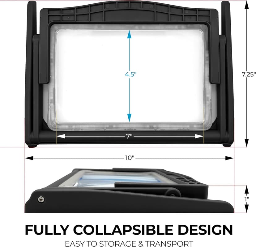 MAGNIPROS Patented 5X Large LED Page Magnifier with Detachable Stand | Eye Caring 3 Color Light Modes & Anti-Glare Lens to Reduce Eye Strain-Ideal for Reading Fine Print, Crafting, Low Vision Seniors