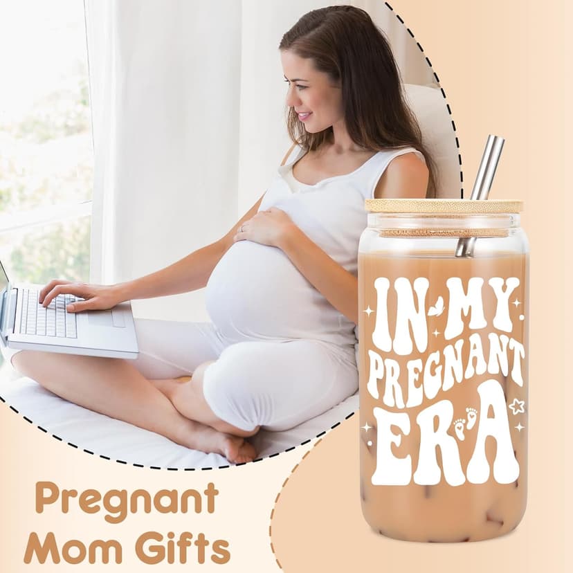 Fairy's Gift Pregnant Women Iced Coffee Cup, Cute Pregnant Mom Gifts, New Mama 16 oz Coffee Glass Cup, New Mothers Birthday Christmas, Pregnancy Gifts for Expecting Mom, First Time Mommy, Mommy to Be