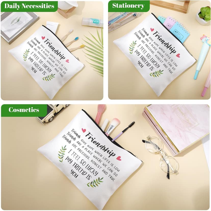 Xuniea 6 Pieces Friendship Gifts for Women Bulk Friendship Cosmetic Makeup Bag for Girl Travel Pouch Friend BFF Birthday Christmas Gifts(Leaf Pattern)