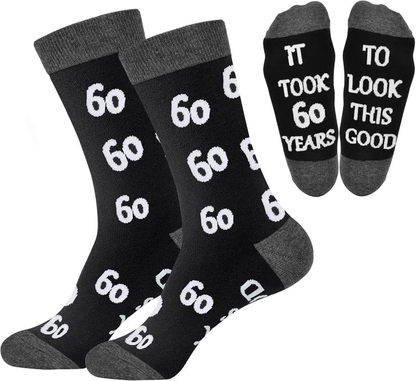 40th 50th 60th Birthday Gifts For Him, Men 40th 50th 60th Birthday Decorations, Cool Gifts Funny Crews Black Cotton Socks