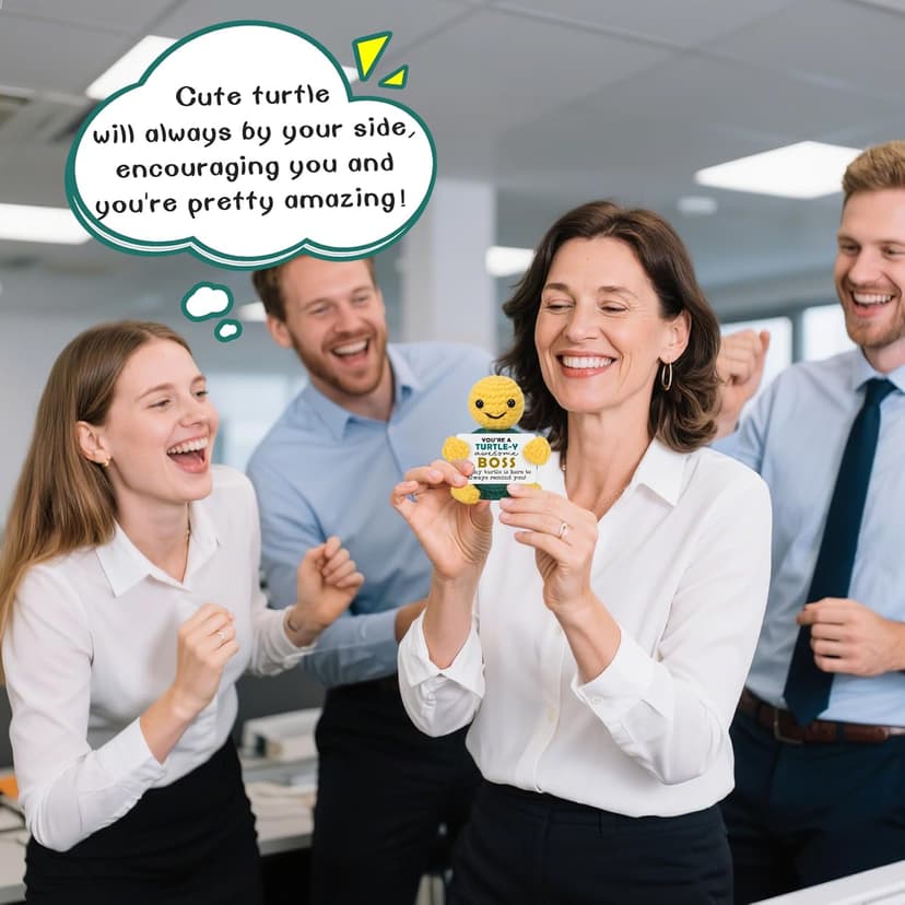 Christmas Boss Gifts, Funny White Elephant Turtle Boss Gifts for Women Men, Boss Lady Female Male from Employee Coworkers Birthday Gift for Supervisor Manager, Cute Handmade Crochet Turtle