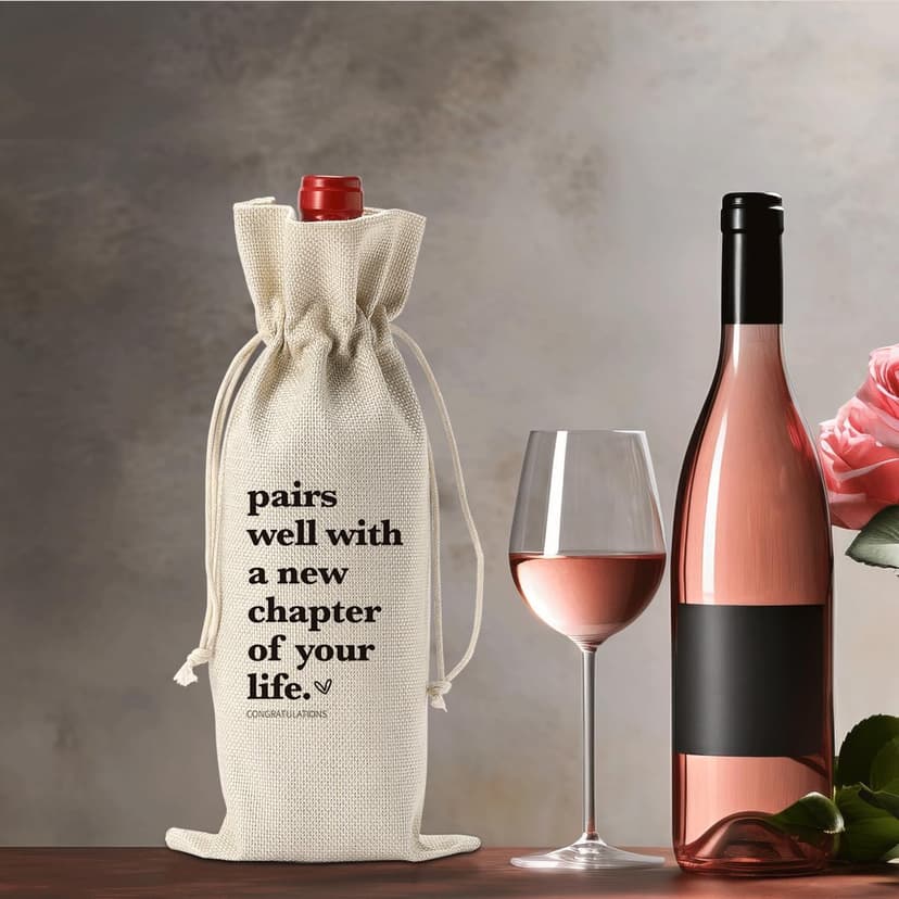 1 Pcs Funny New Chapter Wine Bag New Beginnings Gifts for Women Men Farewell Gifts for Friends Going Away Gifts for Coworkers Women Men Moving Away Gifts for Friends New Teacher Gifts