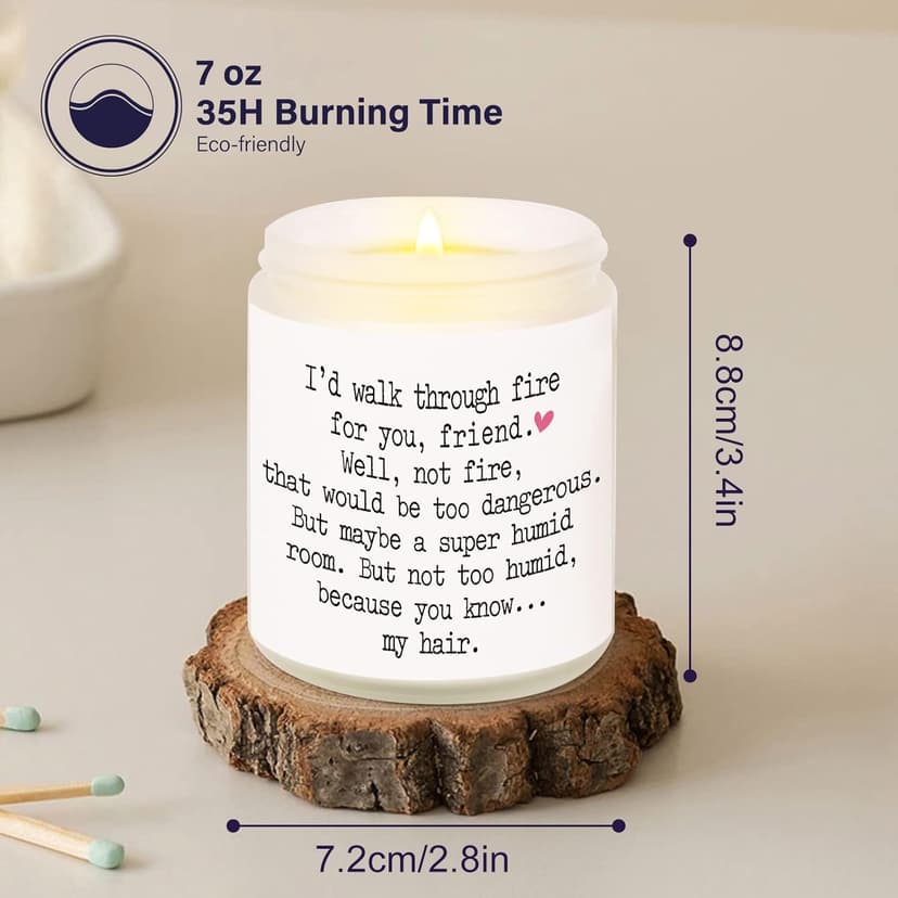 Niyewsor Best Friends Birthday Gifts for Women, Funny Scented Candles for Women, Friendship Gifts for Friends Female, I'd Walk Through Fire for You Friend Candle, Handmade, 7oz