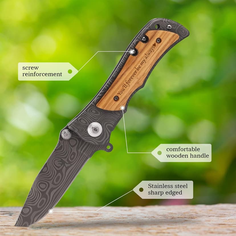 ZENNLAB Moblade Engraved Pocket Knife for Men - You'll Be My Always - Boyfriend Husband Birthday Gift, Anniversary Present for Him