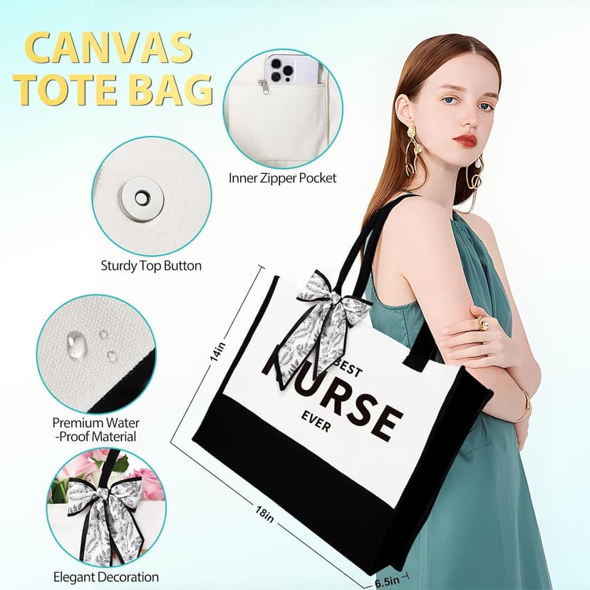 Nurse Gifts for Women, Rn Appreciation Gift Set Nurses Week Set Graduation Box Christmas Basket for Nurses Female Nursing Student with Canvas Beach Tote Bag Tumbler Keychain Teal