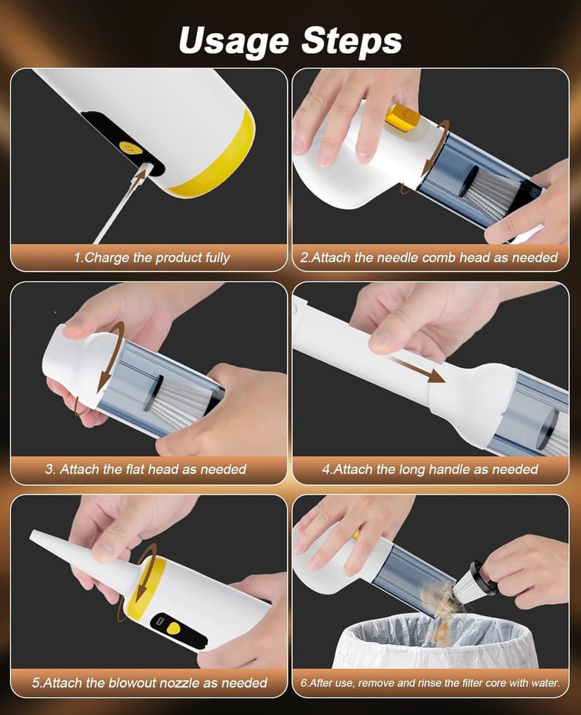 Cordless Dog Vacuum Groomer Kit,Cordless Rechargeable Vacuum Dog Brush for Hair,Handheld mini Pet Vacuum Brush,4200Pa Pet Grooming Cleaner With Comb Hair,Suitable for All Types of Cats and Dogs