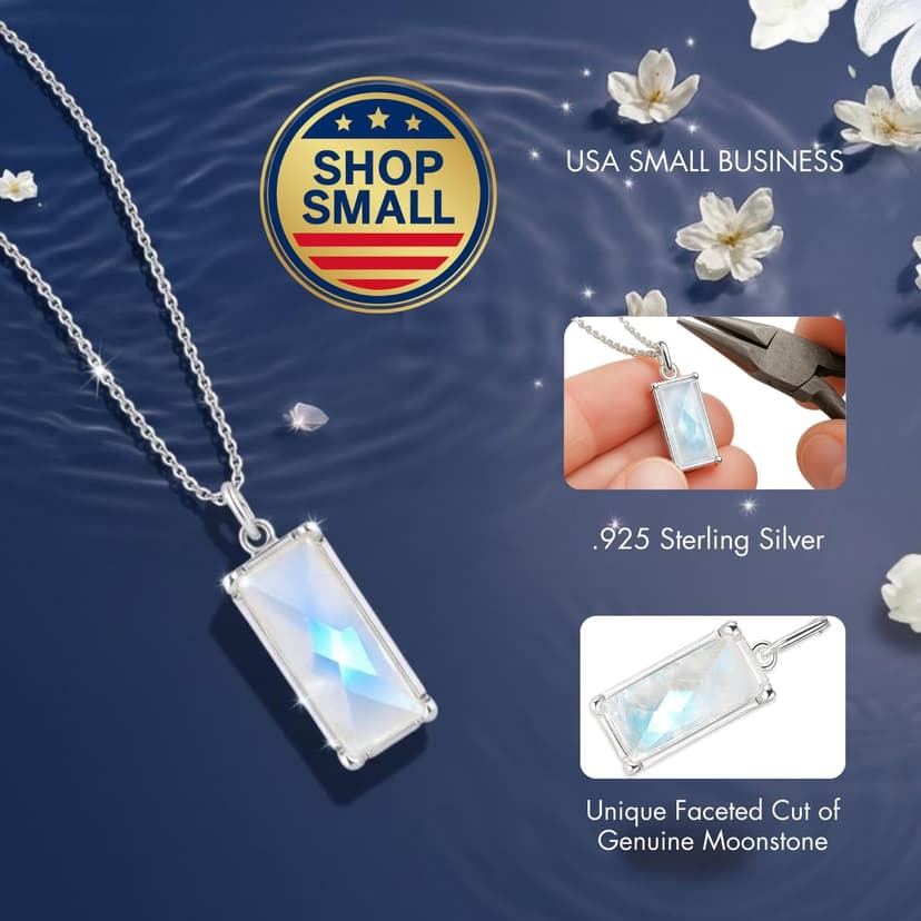 HOPE LOVE SHINE New Beginnings Rainbow Moonstone Sterling Silver Necklace for Women