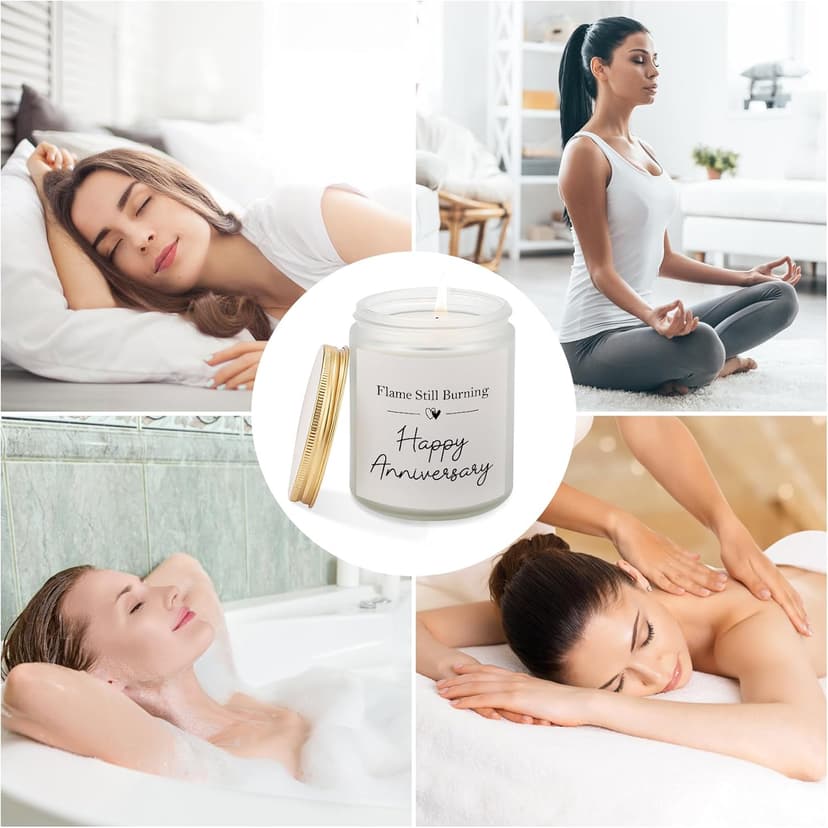 Happy Anniversary Couple Gifts - 10th, 25th, 40th, 50th Wedding Anniversary Candle Gifts for Him, Her, Husband, Wife - 7oz Lavender Soy Wax Scented Candle