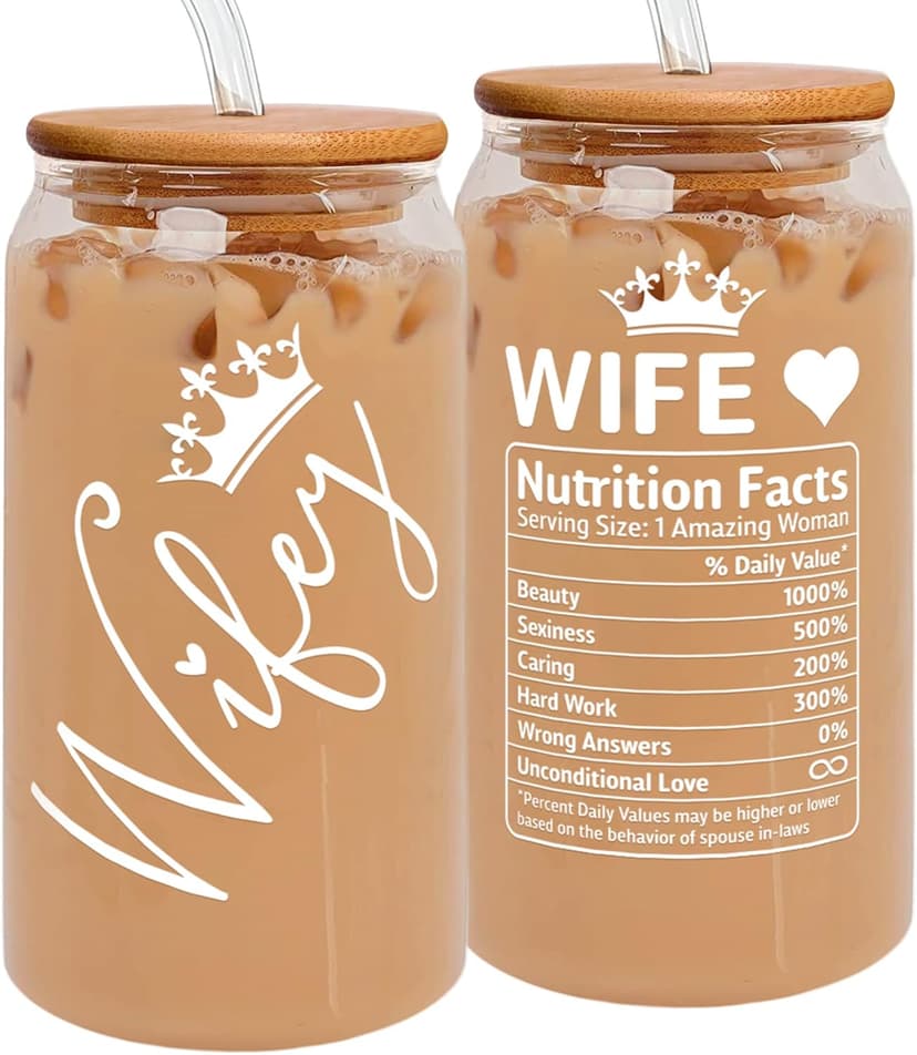 Gifts for Wife from Husband - Wedding Anniversary for Women, Birthday, Mothers Day, Christmas Wife Gifts for Her - Romantic Love Gift for Her - 16 Oz Can Glass