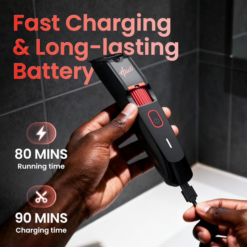 Men's Beard Trimmer with Precision Dial, 20 Adjustable Length Settings for Beard Mustache & Facial Grooming, Cordless Rechargeable, Professional Hair Clipper IPX7 Waterproof Wet/Dry Use, Red