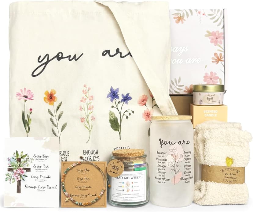 Christian Gifts for Women, Religious Gifts, Inspirational Gift for Women Birthday Unique Catholic Gifts set Bible Accessories Faith Based Gift Glass Cup