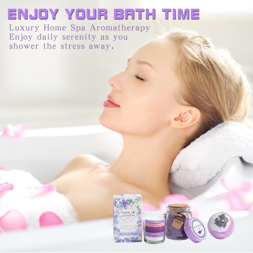 Birthday Gifts for Women,Gifts for Her Purple Gifts Basket for Women Lavender Relaxing Gift Set Self Care Package Unique Female Gift Ideas Birthday Presents Female Friendship Gifts