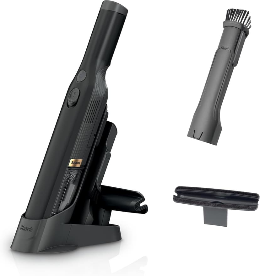 Shark WANDVAC Cordless Hand Vac, Lightweight, Versatile and Portable at 1.4 lbs., Powerful Suction for Pet Hair, Charging Dock, One-Touch Empty for Car & Home, Duster Crevice Tool, Black, WV201BK