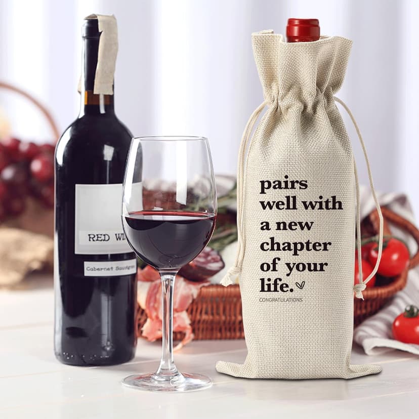 1 Pcs Funny New Chapter Wine Bag New Beginnings Gifts for Women Men Farewell Gifts for Friends Going Away Gifts for Coworkers Women Men Moving Away Gifts for Friends New Teacher Gifts
