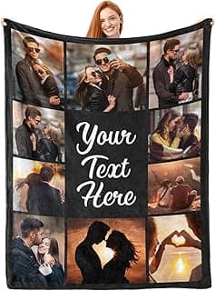 Custom Blanket with Photos Text Personalized Blanket Thows with Picture Customizable Blanket Photo Blankets Customize for Mom Dad Couple Girlfriend Boyfriend Wife Husband