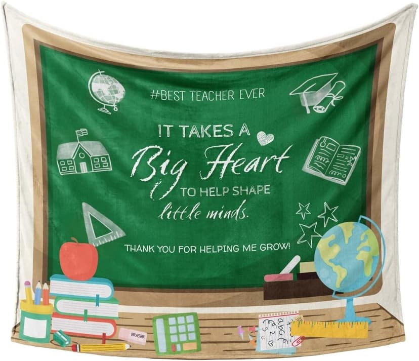 Teacher Throw Blanket - It Takes a Big Heart to Help Shape Little Minds - Gifts for Christmas, Teacher Appreciation, End of School Year, Retirement, Thank You or Birthday - 50"x 60"
