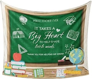 Teacher Throw Blanket - It Takes a Big Heart to Help Shape Little Minds - Gifts for Christmas, Teacher Appreciation, End of School Year, Retirement, Thank You or Birthday - 50"x 60"