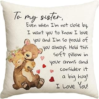 AVOIN colorlife to My Sister Throw Pillow Cover, 18 x 18 Inch Christmas Sister's Gift Lady Girls Birthday Cushion Case from Sister Brother