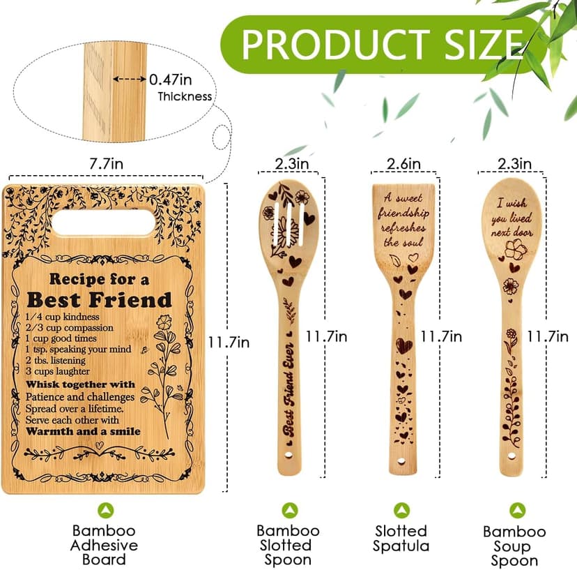 Friend Birthday Gifts for Women Friendship Best Friends Christmas Unique Gifts Ideas for BFF Bestie Soul Sister Bestie Gifts for Woman Female Bestfriend BFF Gifts Friend Forever Cutting Boards Set