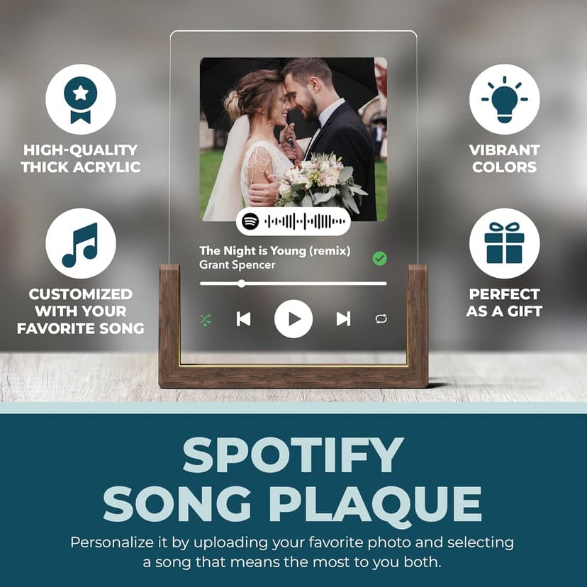 Personalized Spotify Plaque - Upload Your Own Photo and Song - Custom Gift for Girlfriend or Boyfriend