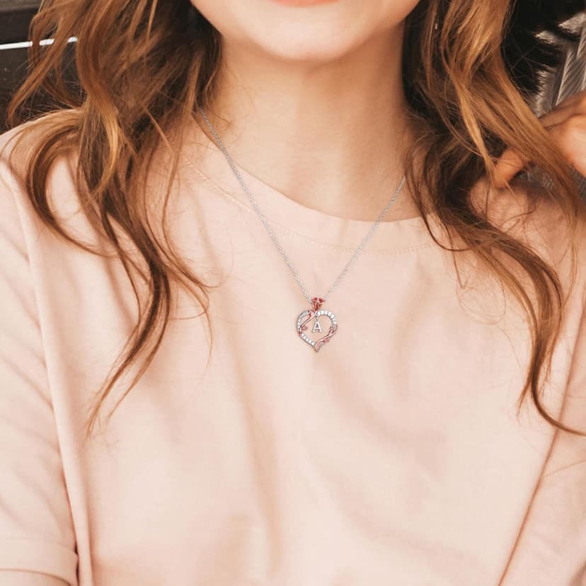 Iefil Christmas Gifts for Women Wife - 925 Sterling Silver Heart Initial Necklace, Anniversary Birthday Gifts for Women, Jewelry Gift for Wife Girlfriend Mom