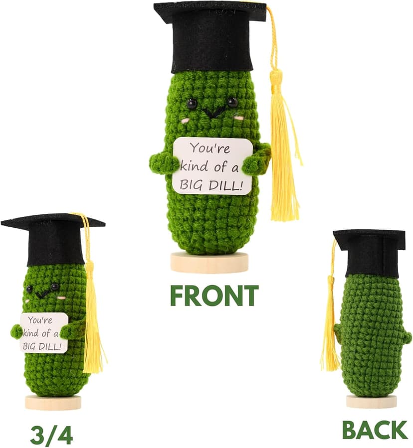 Graduation Gifts Big Dill Pickle with Stand. Supportive Gifts for PHD, College, High School. Dorm Room Desk Decor Keepsake. Funny Gag Gift