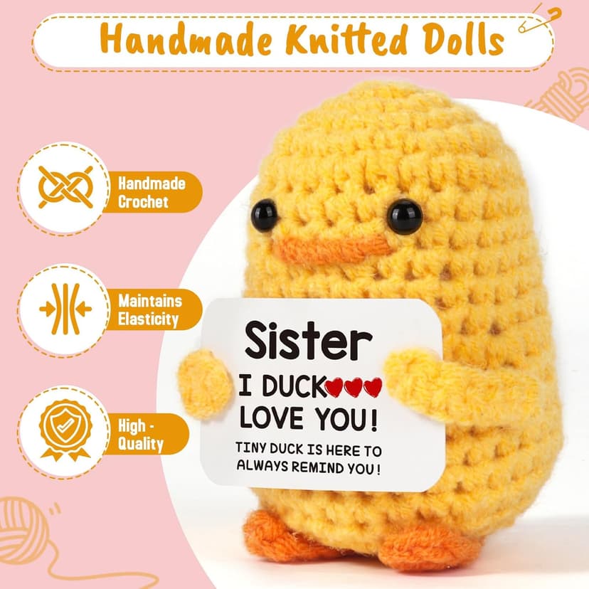 MBL Sister Gifts for Birthday Mothers Day - Handmade Funny Cute Small Duck Present for Sisters Sis Big Little Sister Graduation Christmas Stocking Stuffers