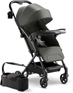 Mompush Lithe V2 Lightweight Travel Stroller, Compact Foldable Baby Stroller with Travel Bag, One-Hand Fold Stroller, Snack Tray, Mechanical Recline Seat, Airplane-Ready, Organizer & Rain Cover