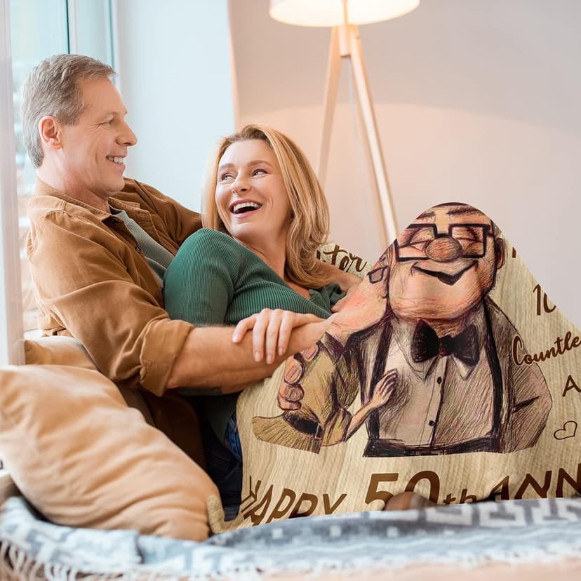 50th Anniversary Wedding Gifts, 50th Anniversary Decorations, Best 50 Anniversary Blanket Gift Idea for Couple Parents, Golden 50 Years of Marriage Throw Blankets 60"X50"