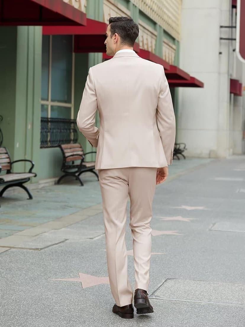 Mens Suit Slim Fit 3 Piece Double Breasted Suit Men Formal Tuxedo Set Casual Wedding Prom Groom Suits