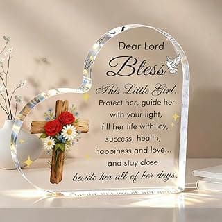 Baby Girl Baptism Gifts, Christmas First Communion Catholic Confirmation Gifts for Newborn BabyGirl, Acrylic Plaque Christian Christening Dedication Baptismal Gift for Teenage, Little Girl