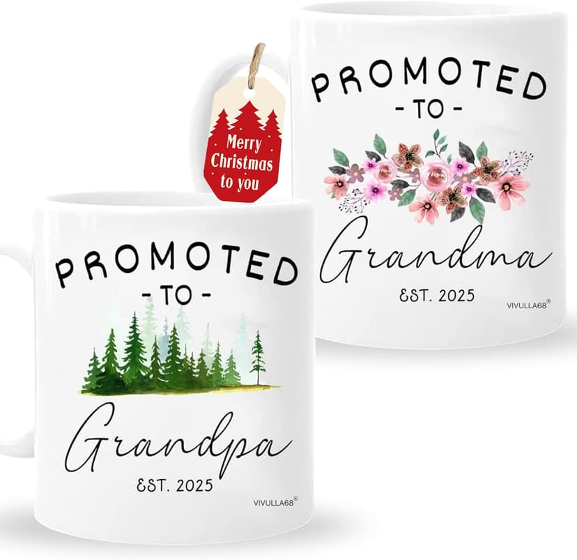 Christmas Gifts For First Time Grandparents, Promoted To Grandma And Grandpa Mugs Est 2025, Grandparents Baby Announcement, Pregnancy Announcement Mug, Grandparent To Be Gifts, New Grandparent Gift