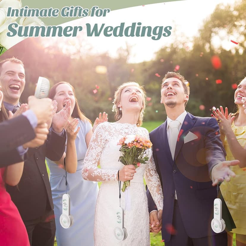 24 Pcs Mini Wedding Fan for Guests Bulk Handheld Battery Operated Fan Greenery Thank You for Celebrating with Us Wedding Favors Souvenirs Gifts for Guests Summer Outdoor Baby Shower