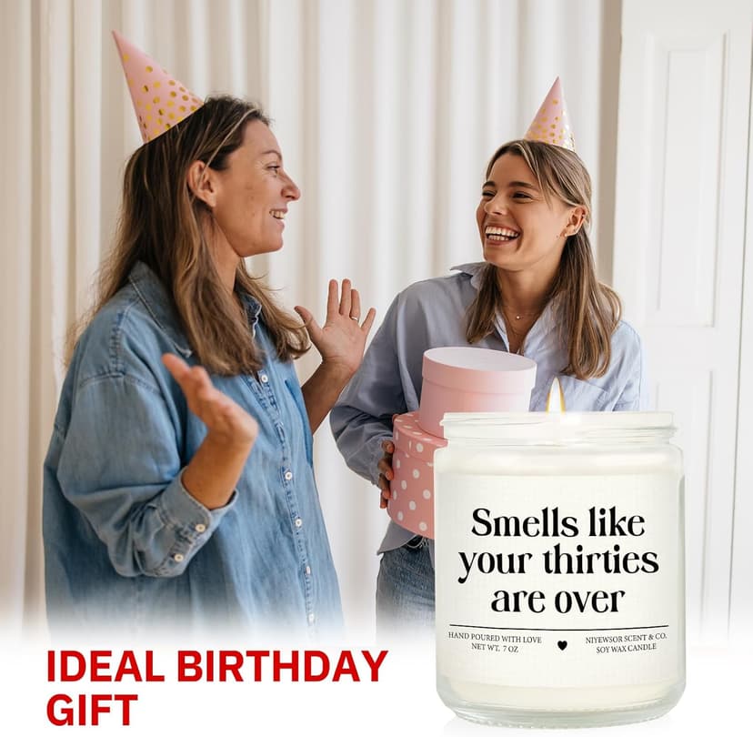 Niyewsor 40th Birthday Gifts Women Men, Forty Birthday Candle, 1985 40th Birthday Decorations for Women Men, 40 Year Old Bday Gifts for Friend, Sister, Wife, Husband, Handmade, 7oz